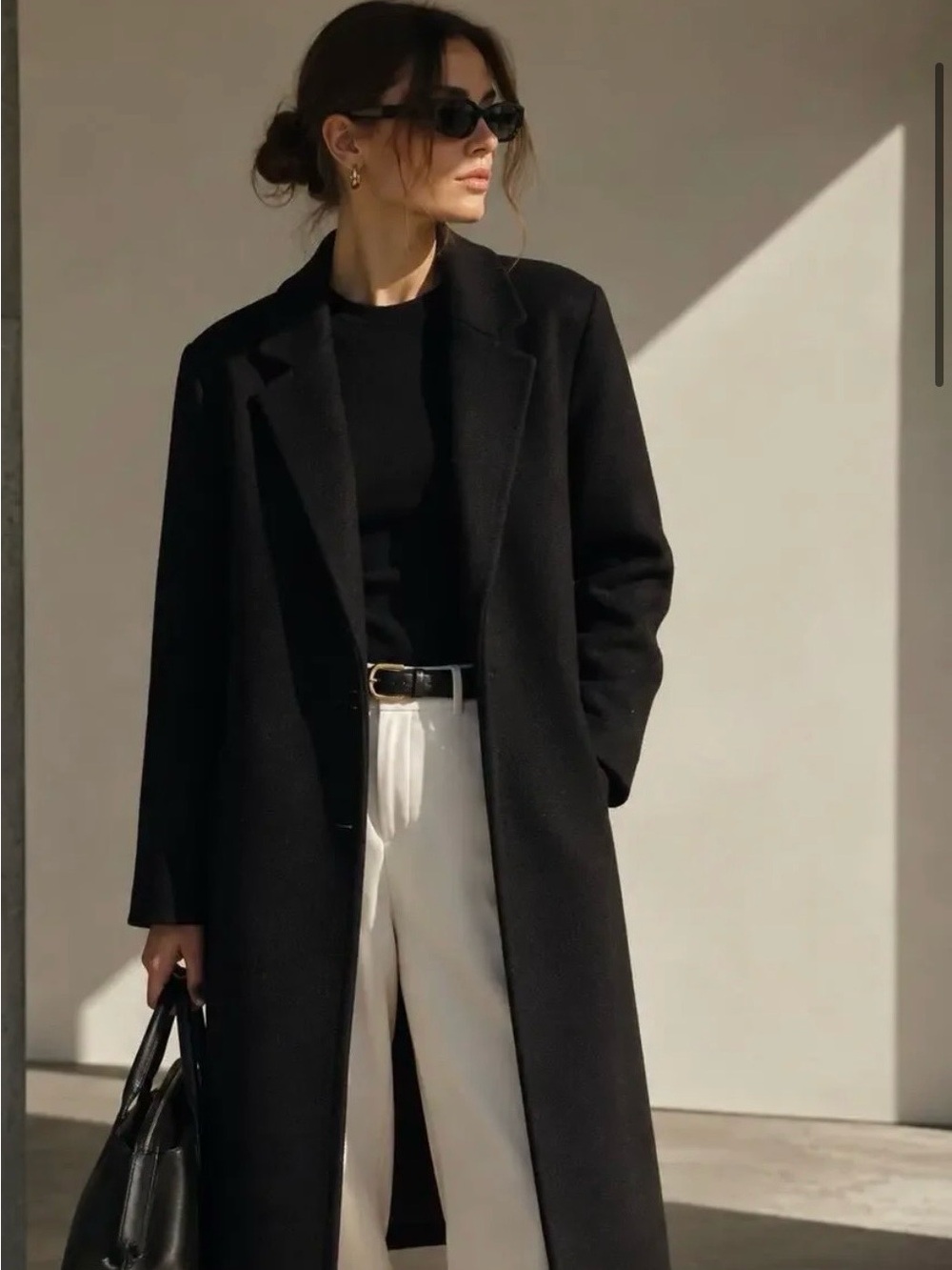 Zara black felt texture coat -Size S